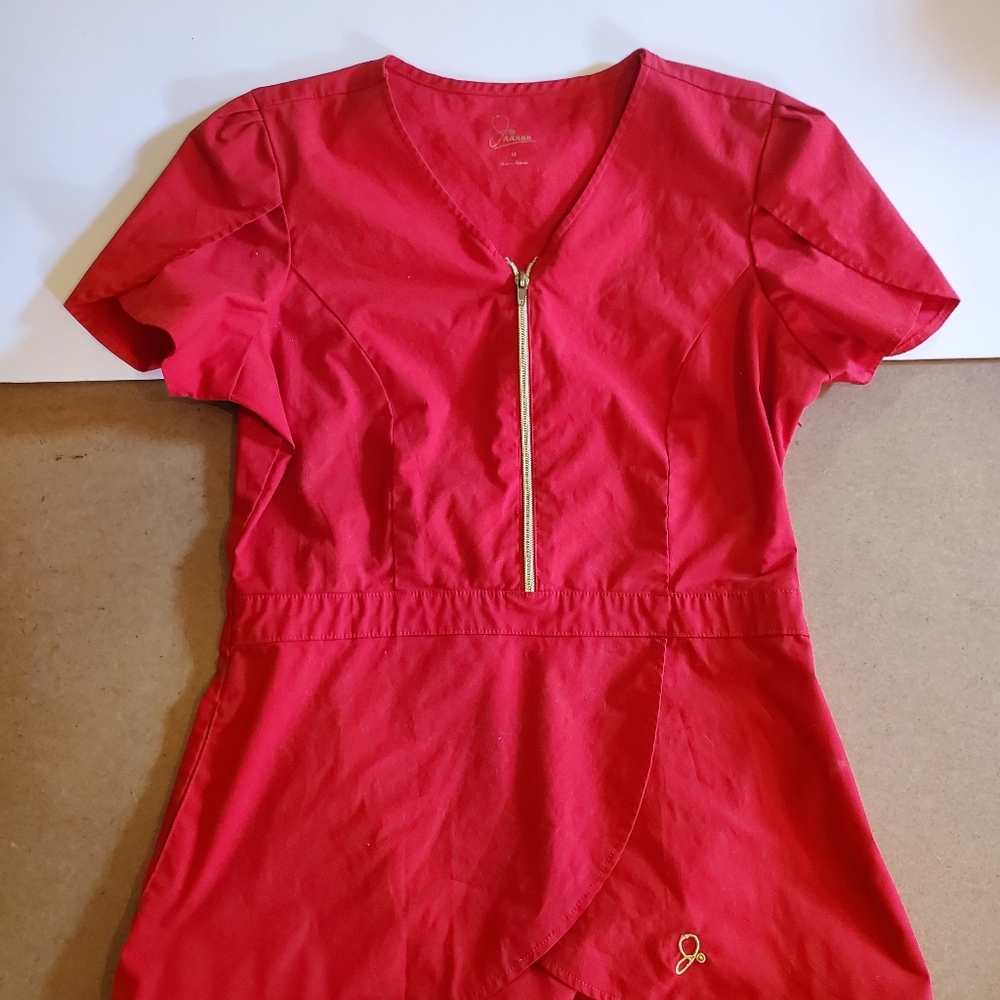 Jaanuu Red Scrub Top